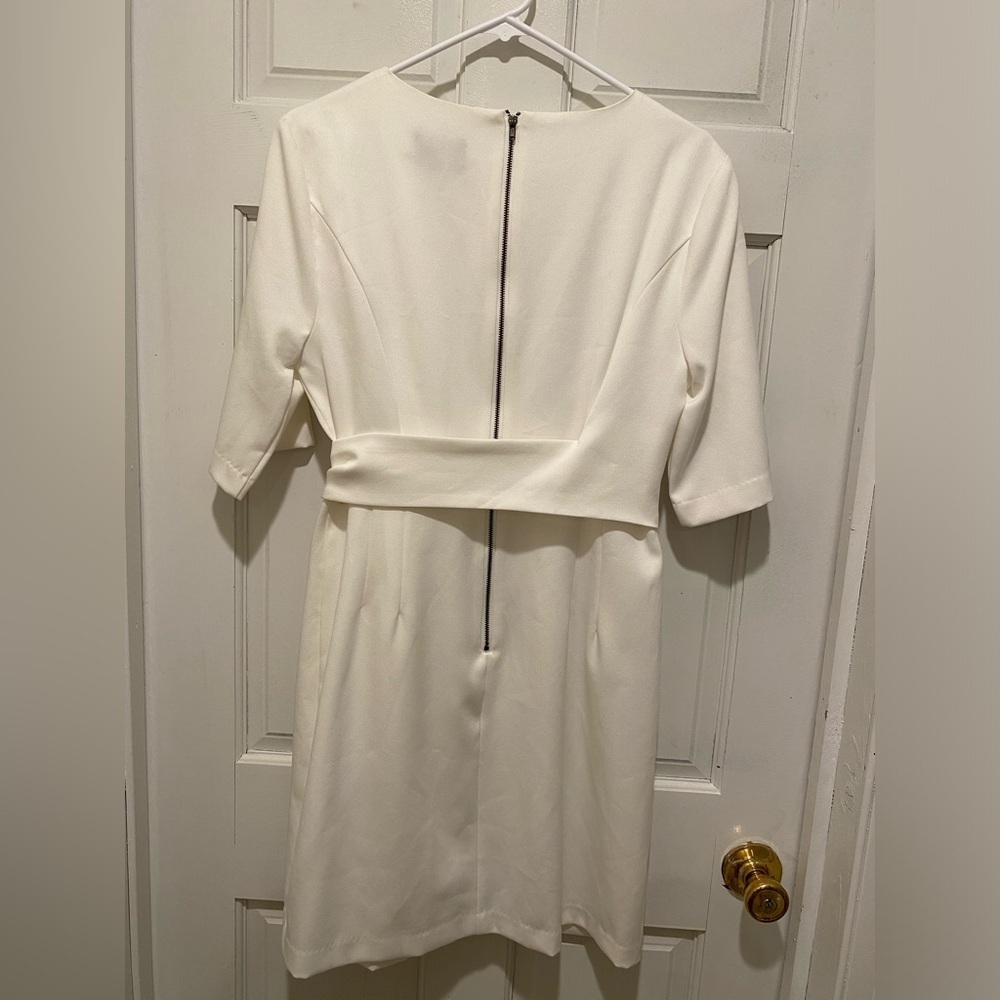 DO+BE White Sheath Midi Dress with 3/4 Sleeves - Picture 3 of 5